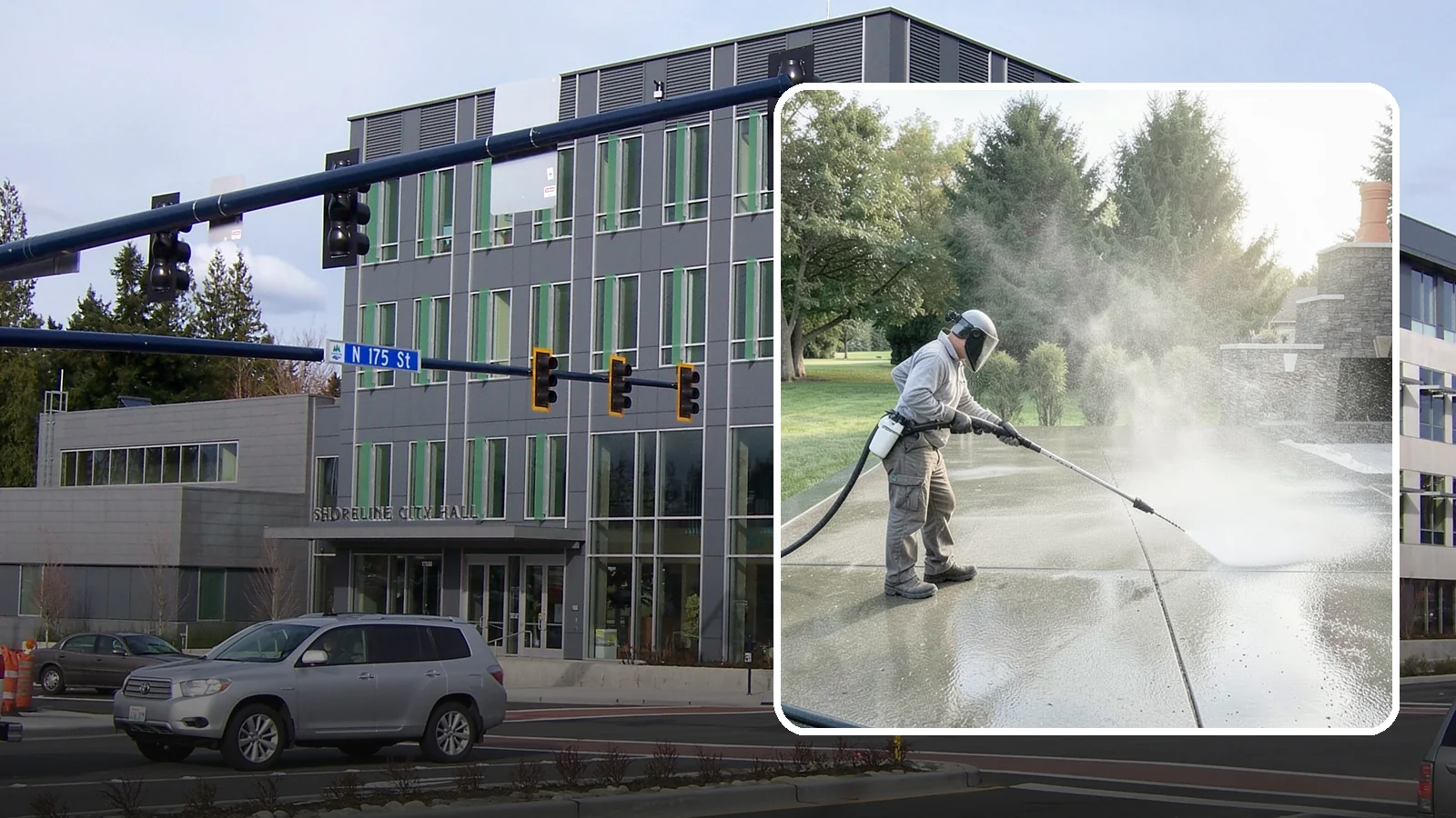 Concrete Sealing in Shoreline, King County, WA - Penetrating and topical sealers applied to clean concrete flatwork to shield Washington driveways and patios from persistent...