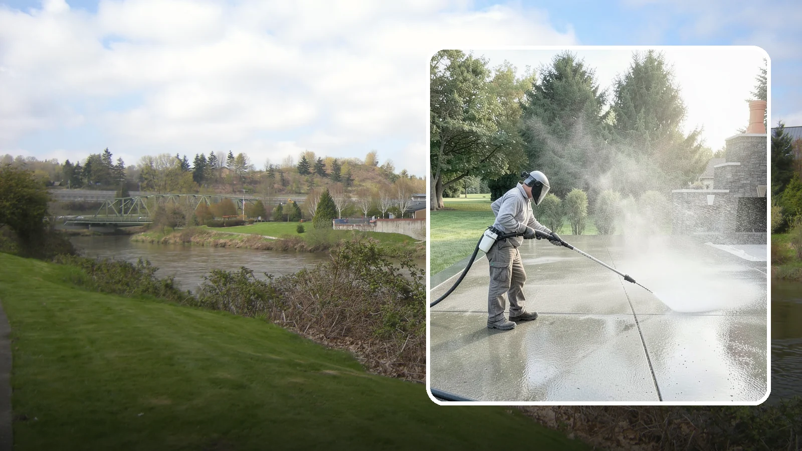 Concrete Sealing in Tukwila, King County, WA - Penetrating and topical sealers applied to clean concrete flatwork to shield Washington driveways and patios from persistent...