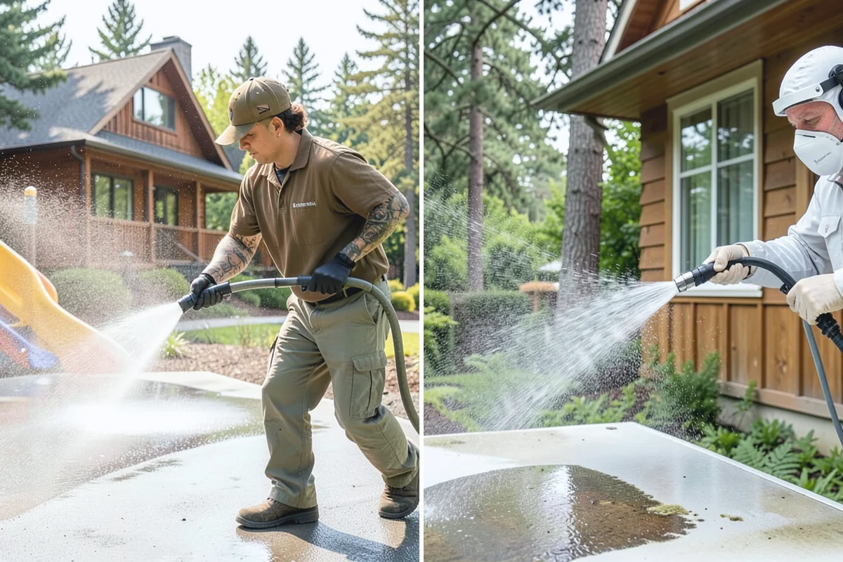 Concrete Stain Removal in Beaux Arts Village, King County, WA - Inspect and classify each stain by origin and depth