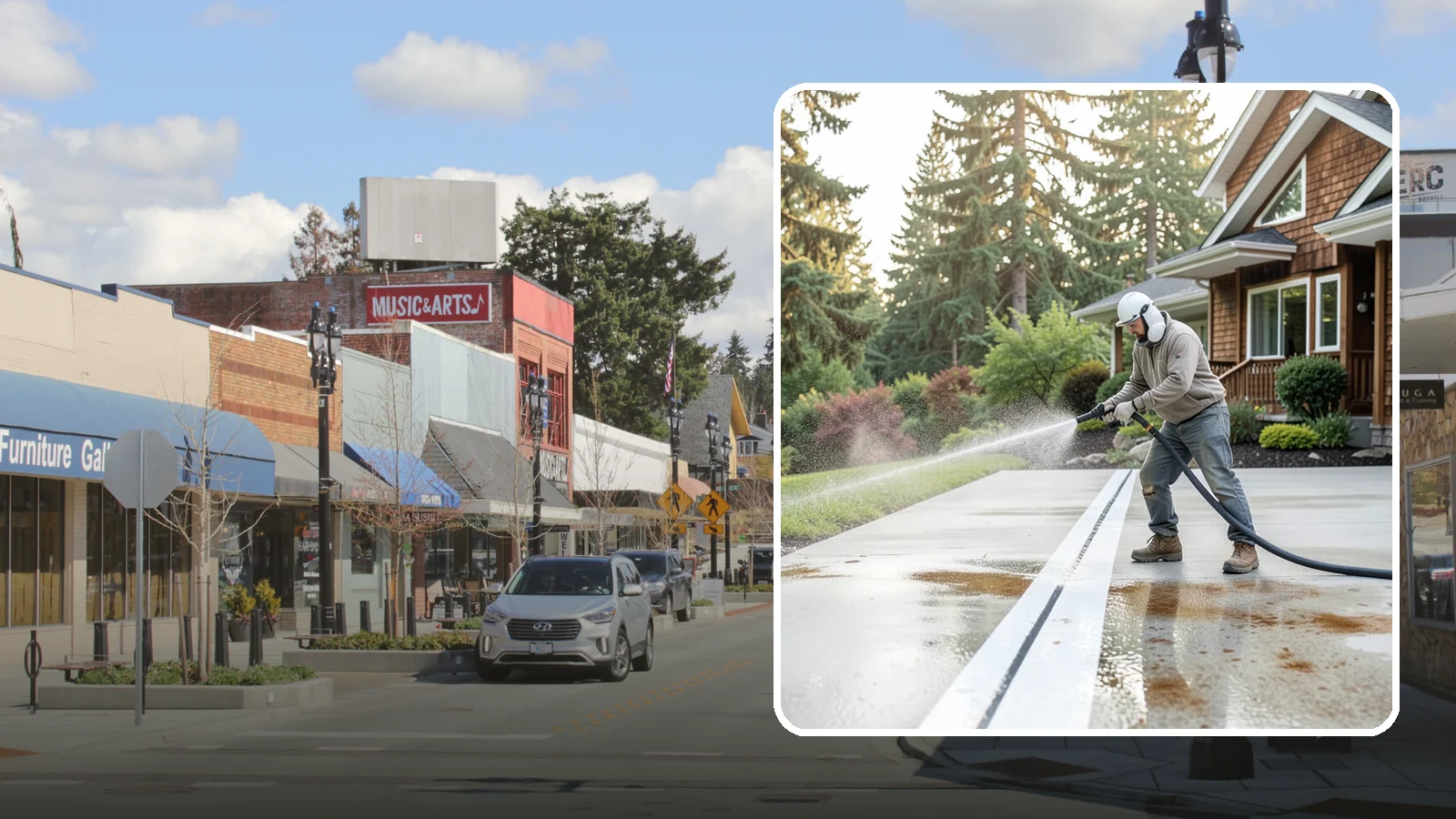 Concrete Stain Removal in Bothell, King County, WA - Target and lift oil, rust, and tannin stains from concrete using surface-specific treatments rather than blunt pressure alone.