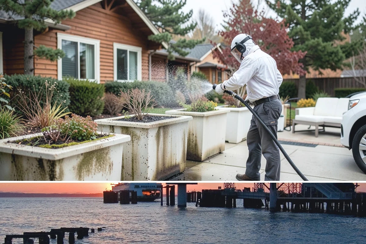 Concrete Stain Removal in Edmonds, Snohomish County, WA - Warmer, drier days speed the chemical reactions used on stains, so scheduling between May and September delivers the strongest...