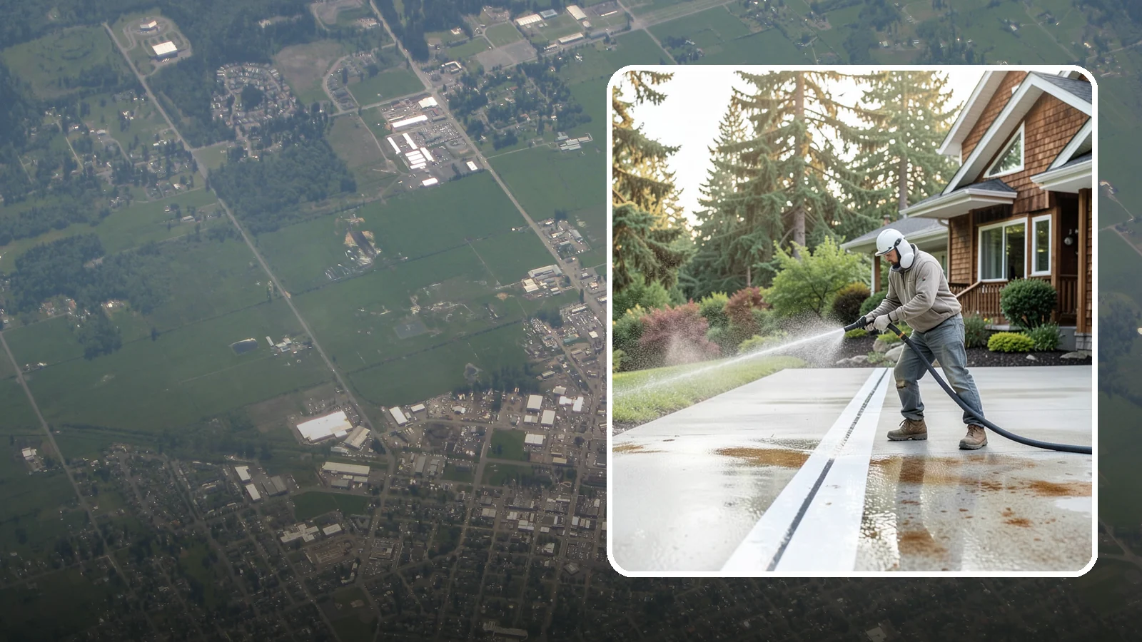 Concrete Stain Removal in Enumclaw, King County, WA - Target and lift oil, rust, and tannin stains from concrete using surface-specific treatments rather than blunt pressure alone.