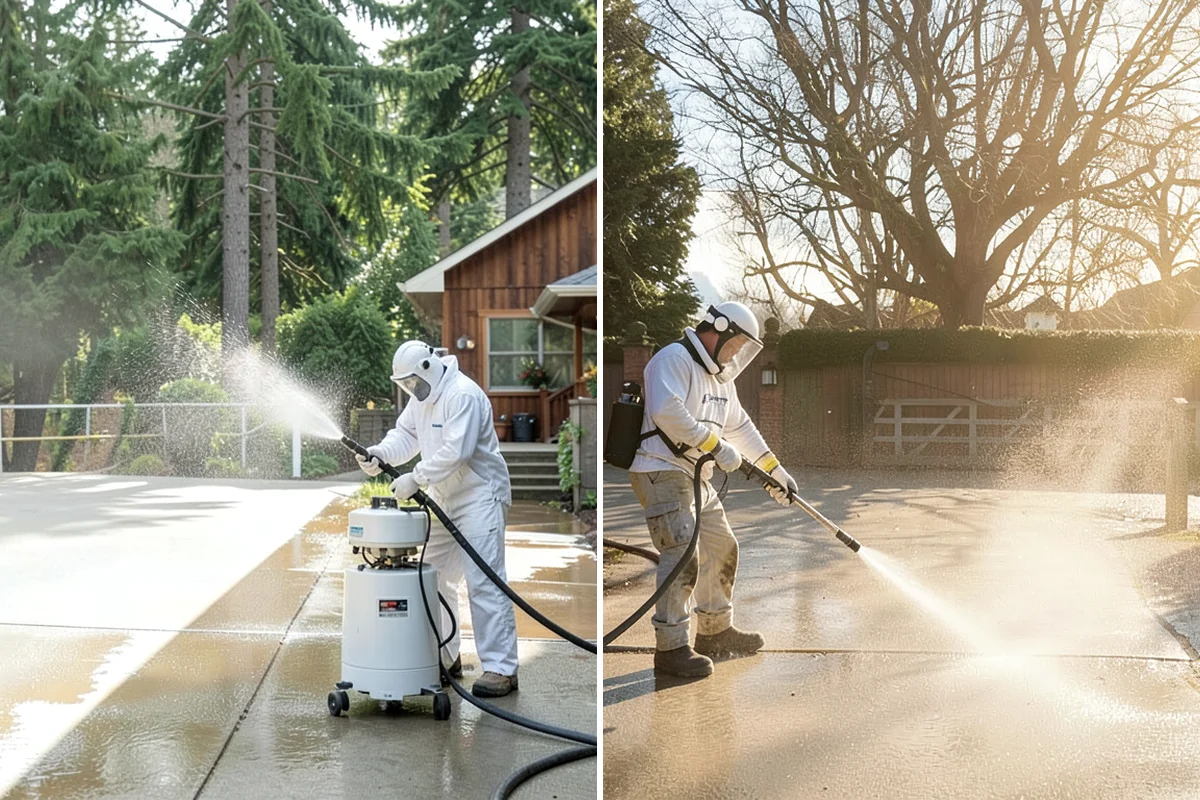 Concrete Stain Removal in Gig Harbor, Pierce County, WA - Inspect and classify each stain by origin and depth