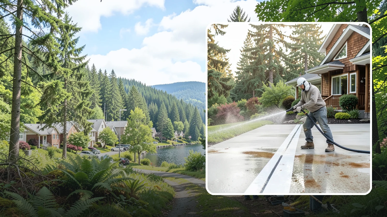 Concrete Stain Removal in Lake Forest Park, King County, WA - Target and lift oil, rust, and tannin stains from concrete using surface-specific treatments rather than blunt pressure alone.
