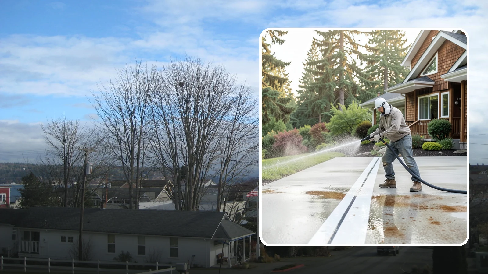 Concrete Stain Removal in Langley, Island County, WA - Target and lift oil, rust, and tannin stains from concrete using surface-specific treatments rather than blunt pressure alone.