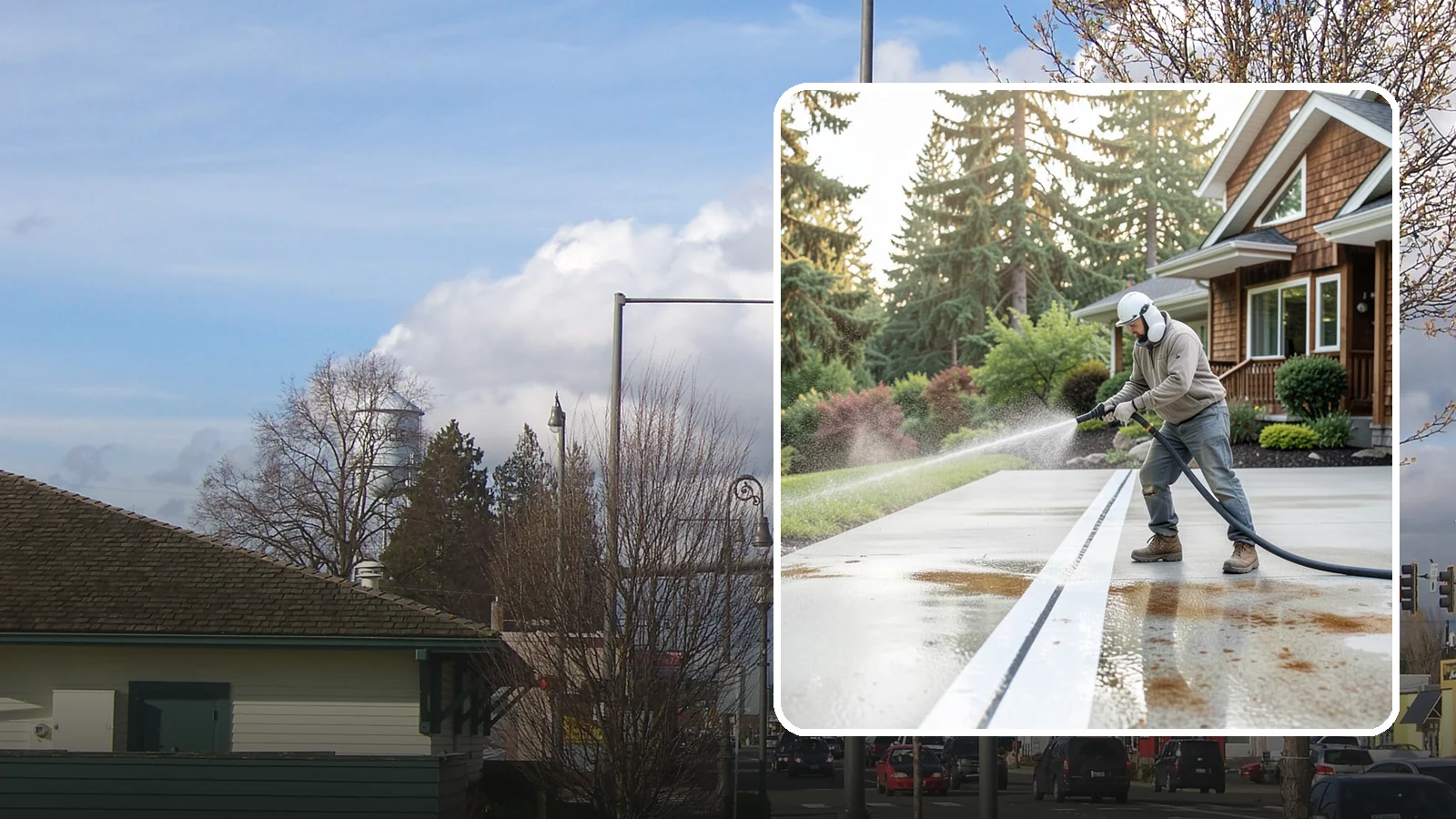 Concrete Stain Removal in Marysville, Snohomish County, WA - Target and lift oil, rust, and tannin stains from concrete using surface-specific treatments rather than blunt pressure alone.