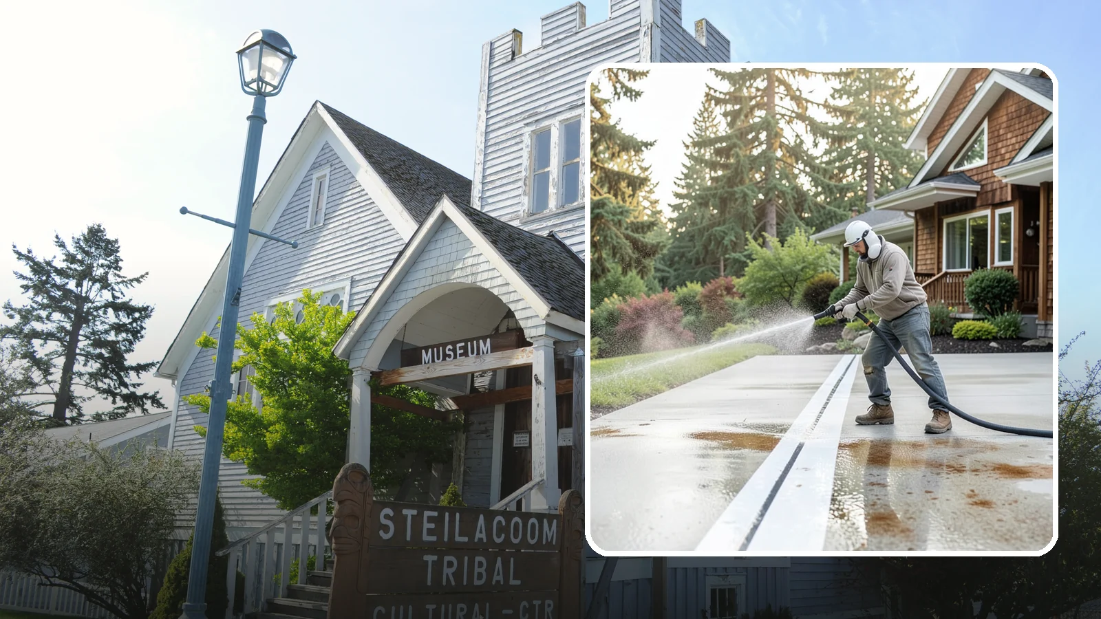 Concrete Stain Removal in Steilacoom, Pierce County, WA - Target and lift oil, rust, and tannin stains from concrete using surface-specific treatments rather than blunt pressure alone.