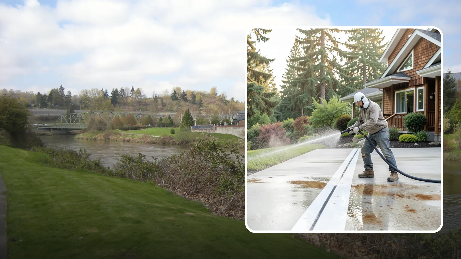 Concrete Stain Removal in Tukwila, King County, WA - Target and lift oil, rust, and tannin stains from concrete using surface-specific treatments rather than blunt pressure alone.