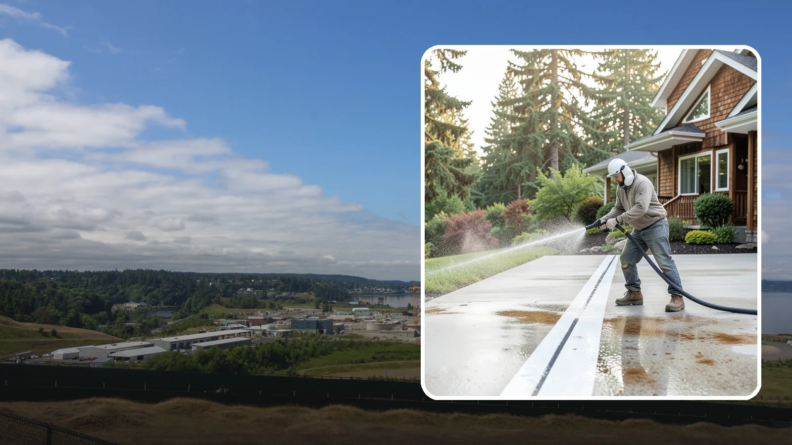 Concrete Stain Removal in University Place, Pierce County, WA - Target and lift oil, rust, and tannin stains from concrete using surface-specific treatments rather than blunt pressure alone.