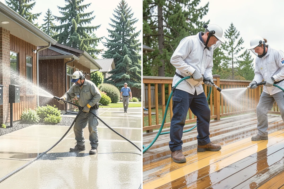 Concrete Surface Cleaning in Algona, King County, WA - Clear debris and pre-treat organic growth