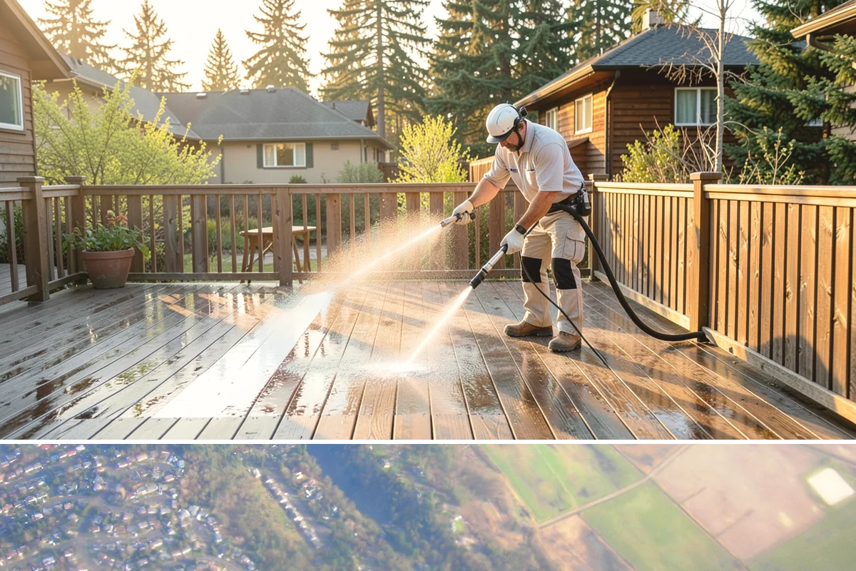 Concrete Surface Cleaning in Algona, King County, WA - Clean concrete surfaces in spring or summer once the weather dries out, clearing the film that builds through the wet season.
