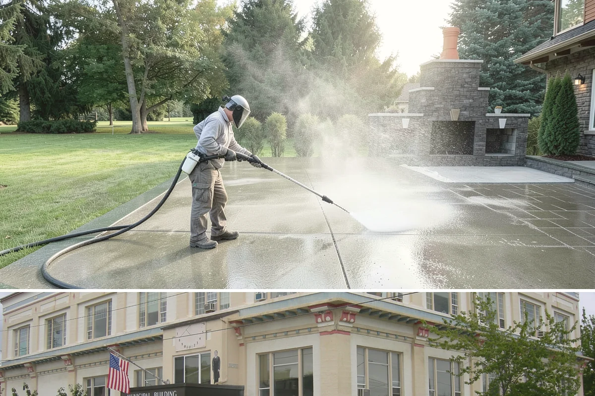 Concrete Surface Cleaning in Anacortes, Skagit County, WA - Clean concrete surfaces in spring or summer once the weather dries out, clearing the film that builds through the wet season.