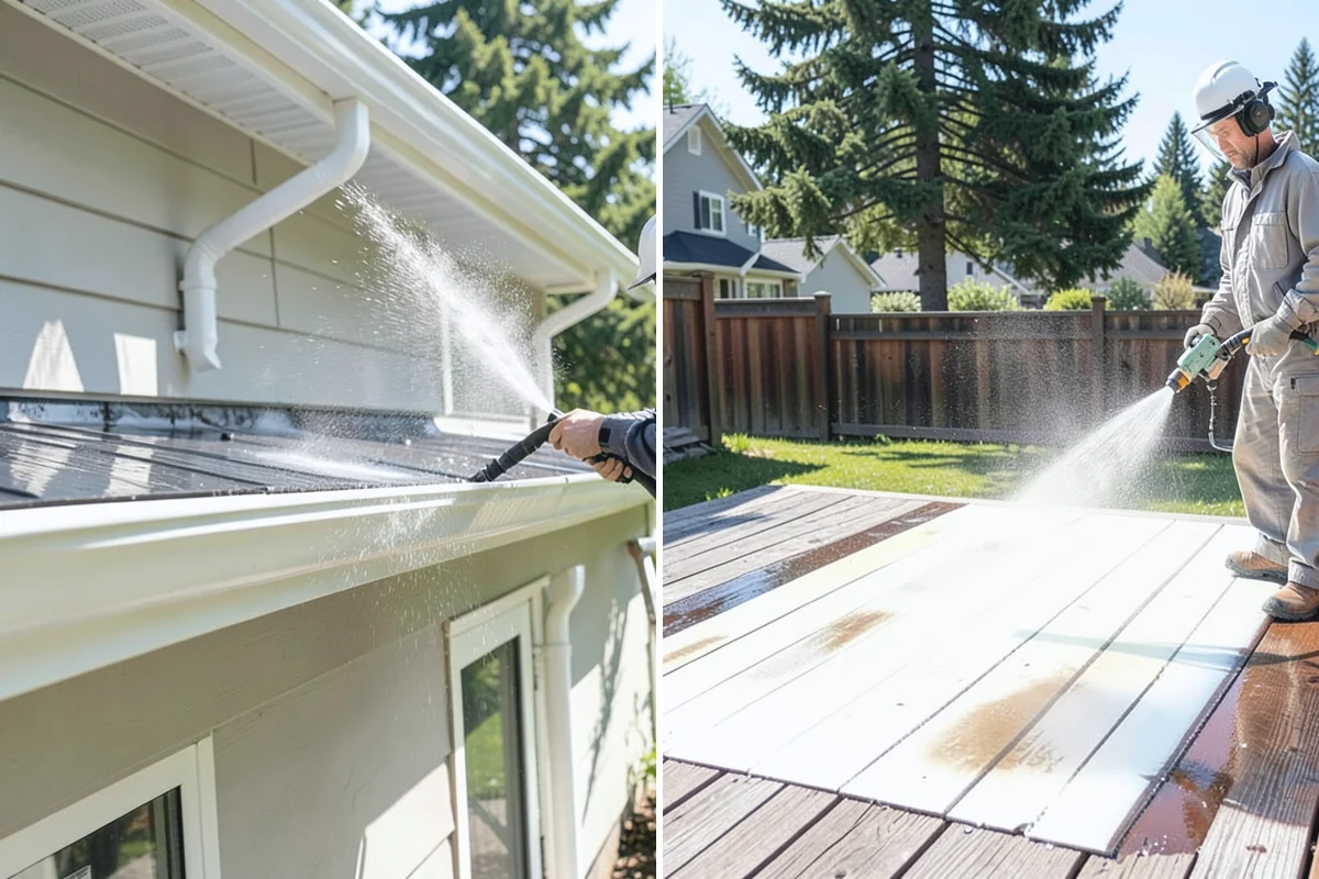 Concrete Surface Cleaning in Bonney Lake, Pierce County, WA - Clear debris and pre-treat organic growth