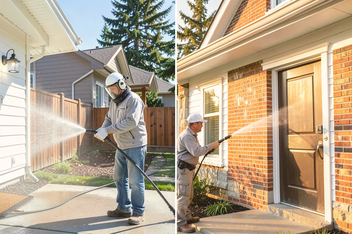 Concrete Surface Cleaning in Bothell, King County, WA - Clear debris and pre-treat organic growth