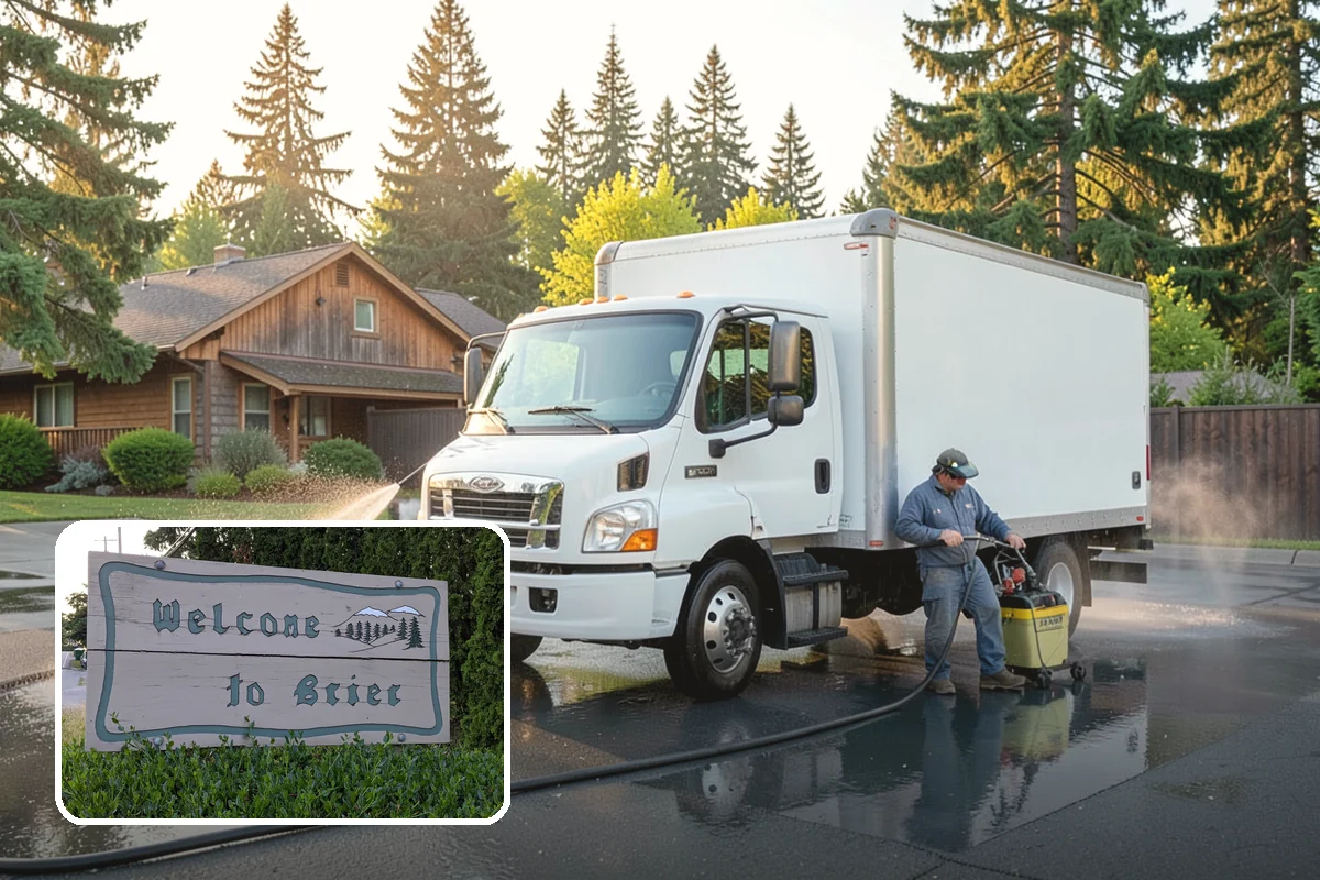 Concrete Surface Cleaning in Brier, Snohomish County, WA - Removes green film, dirt, and organic staining