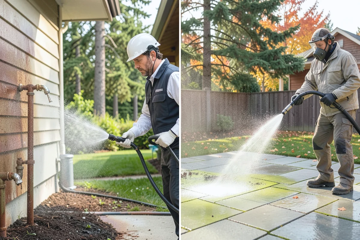 Concrete Surface Cleaning in Buckley, Pierce County, WA - Clear debris and pre-treat organic growth