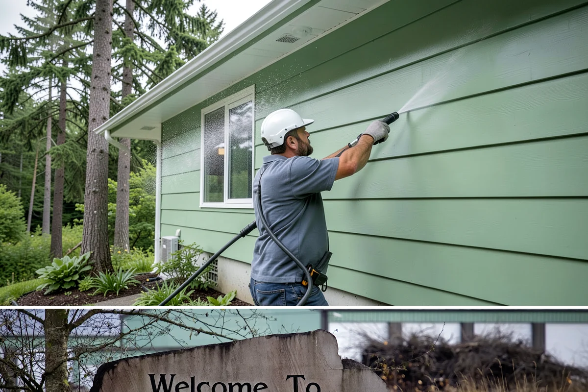 Concrete Surface Cleaning in Buckley, Pierce County, WA - Clean concrete surfaces in spring or summer once the weather dries out, clearing the film that builds through the wet season.
