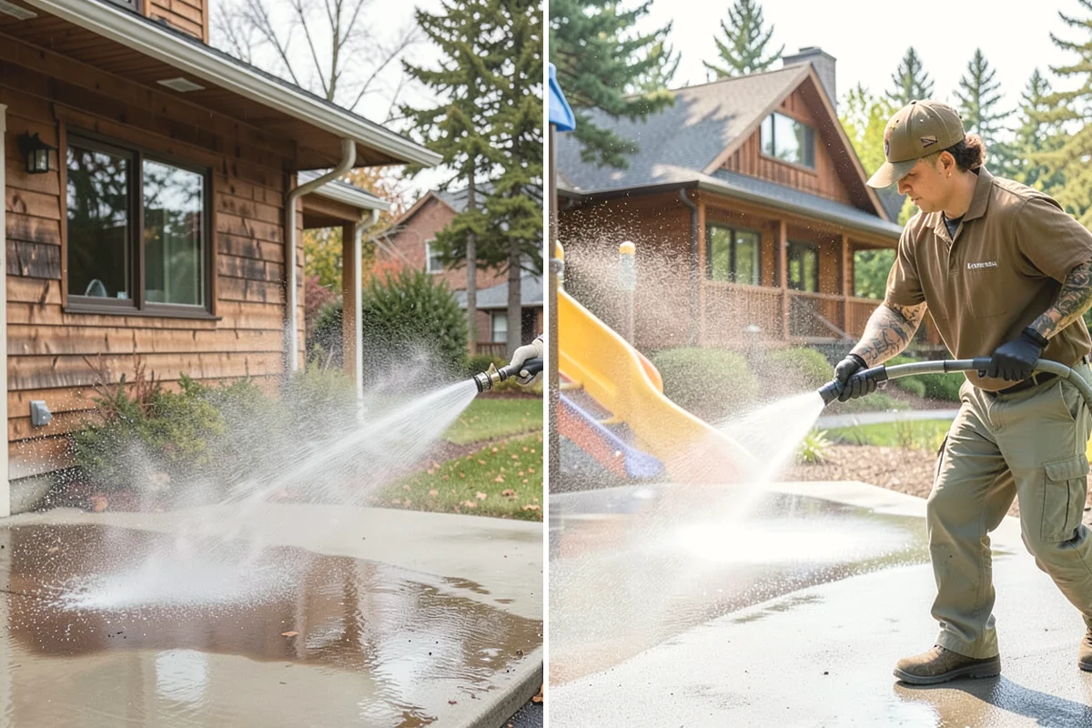 Concrete Surface Cleaning in Burlington, Skagit County, WA - Clear debris and pre-treat organic growth