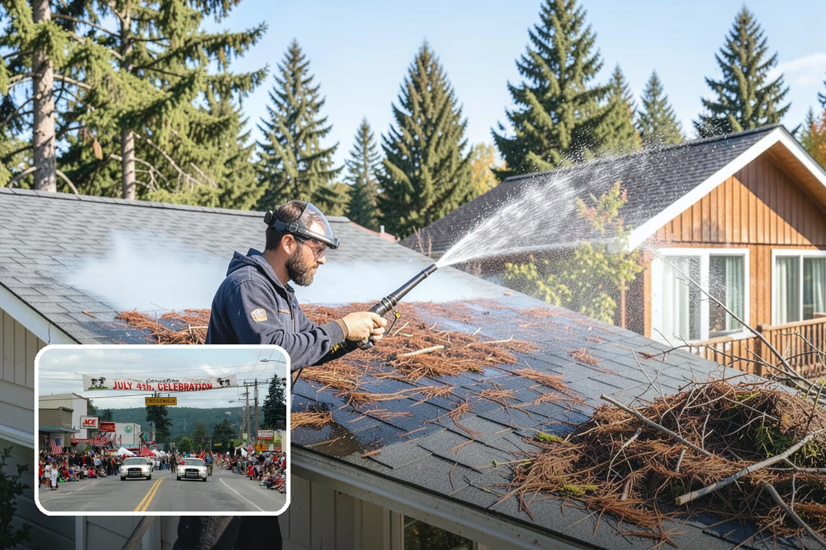 Concrete Surface Cleaning in Carnation, King County, WA - Removes green film, dirt, and organic staining