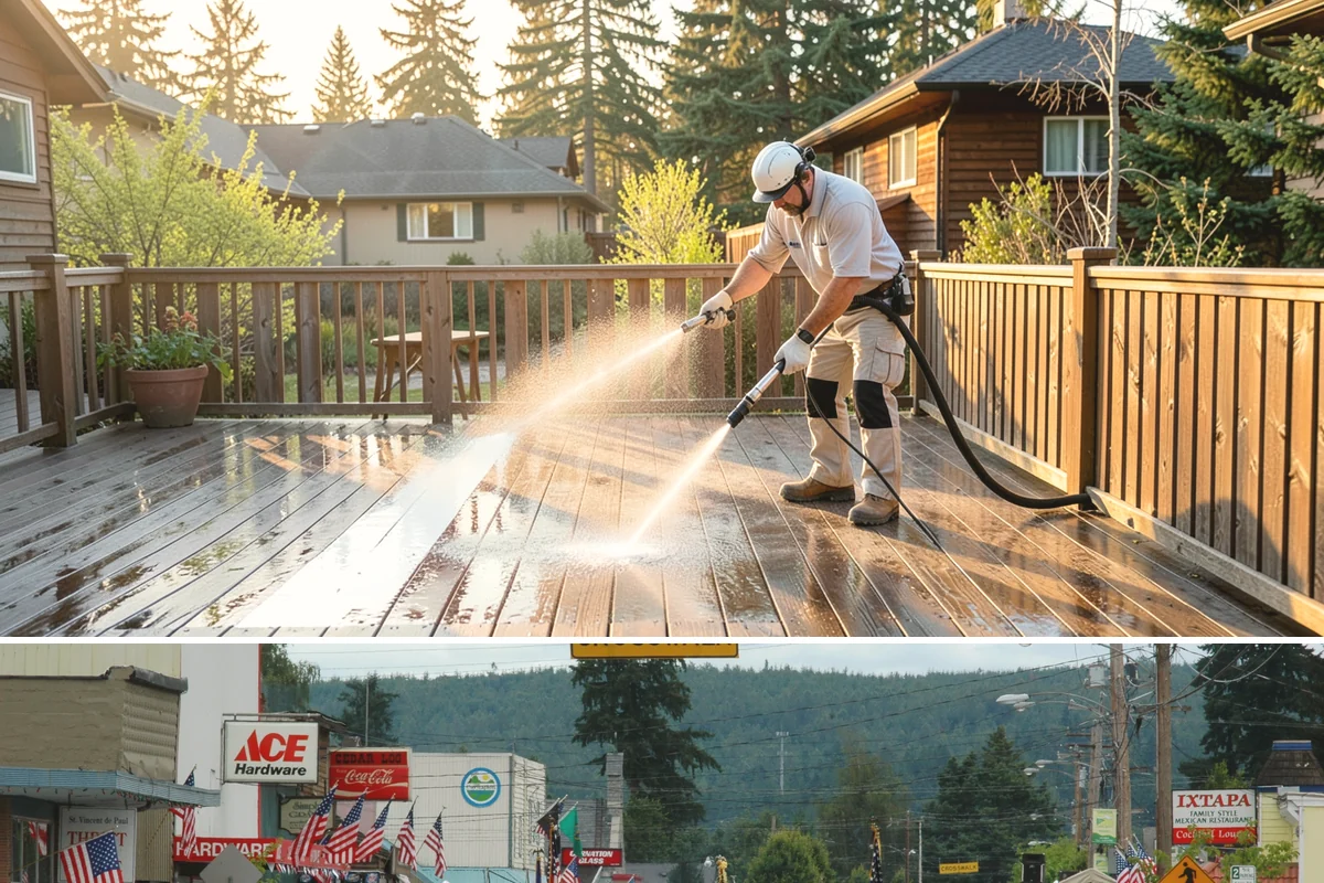 Concrete Surface Cleaning in Carnation, King County, WA - Clean concrete surfaces in spring or summer once the weather dries out, clearing the film that builds through the wet season.