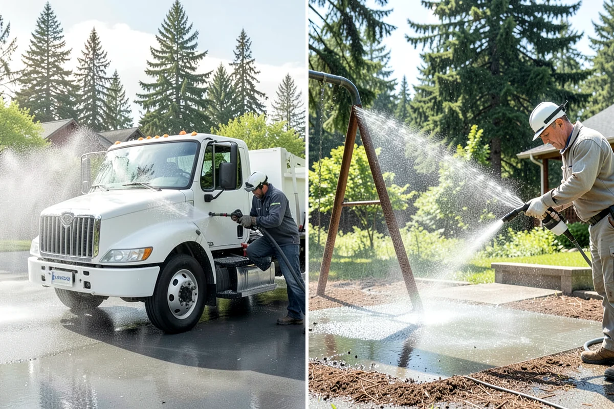 Concrete Surface Cleaning in Concrete, Skagit County, WA - Clear debris and pre-treat organic growth