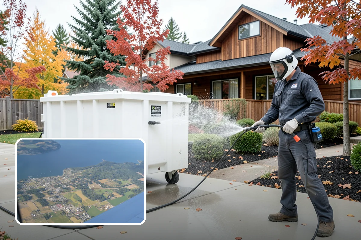 Concrete Surface Cleaning in Coupeville, Island County, WA - Removes green film, dirt, and organic staining