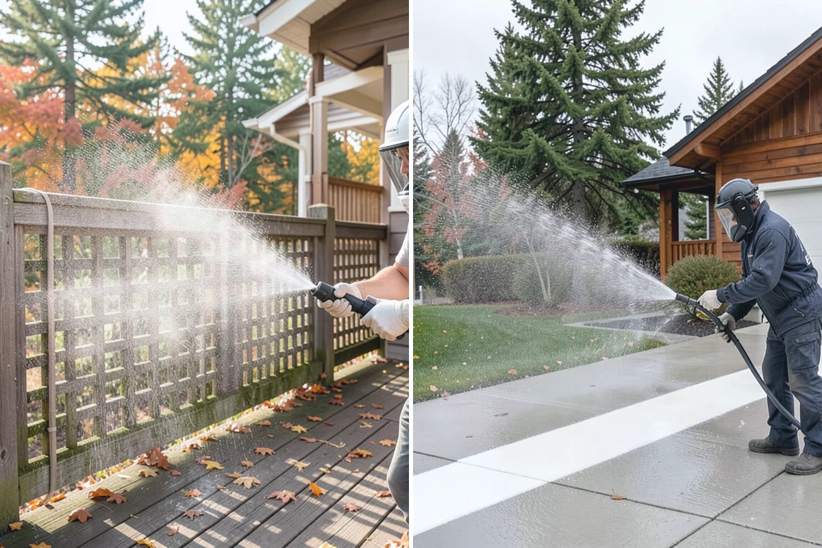 Concrete Surface Cleaning in Des Moines, King County, WA - Clear debris and pre-treat organic growth