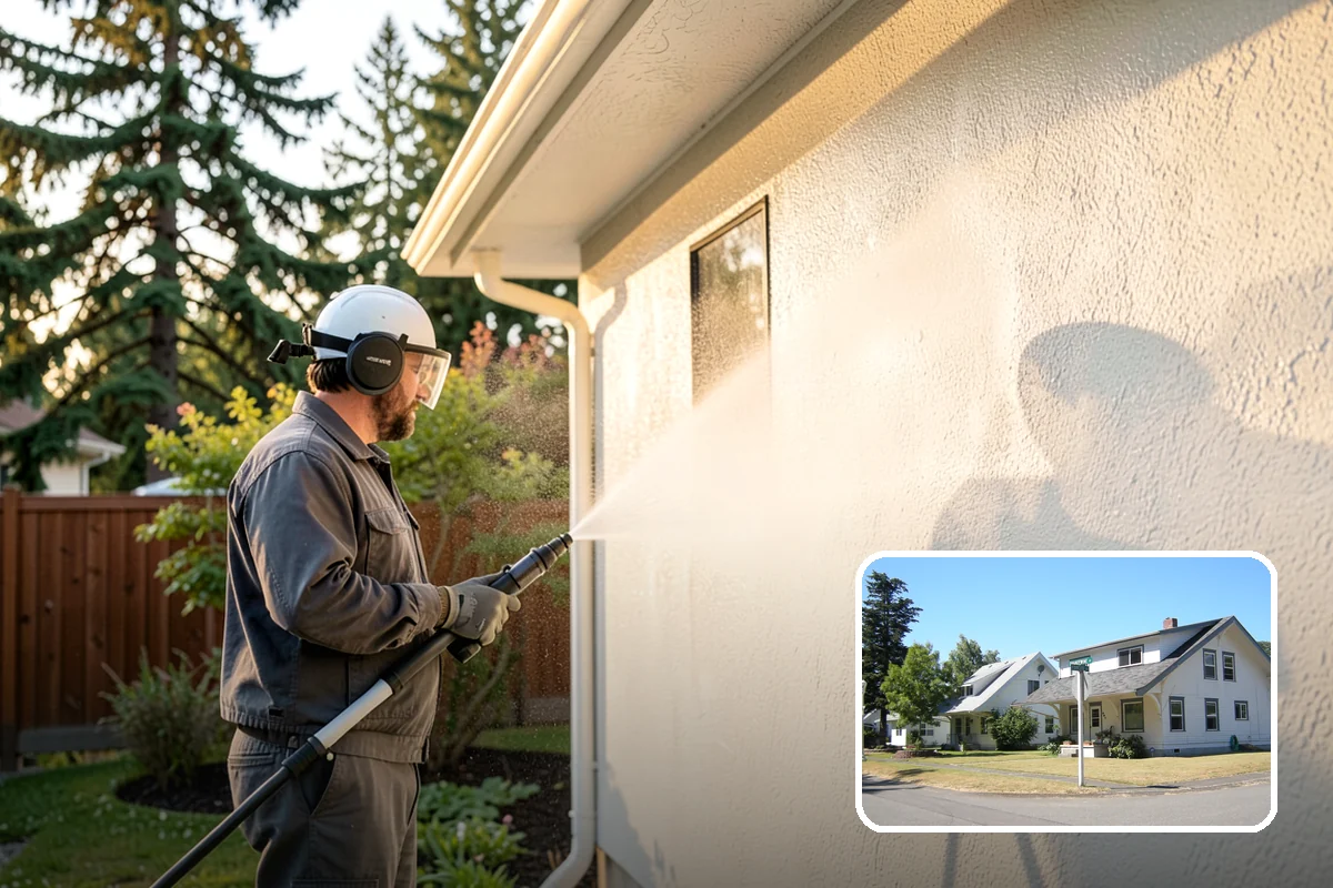 Concrete Surface Cleaning in DuPont, Pierce County, WA - Removes green film, dirt, and organic staining