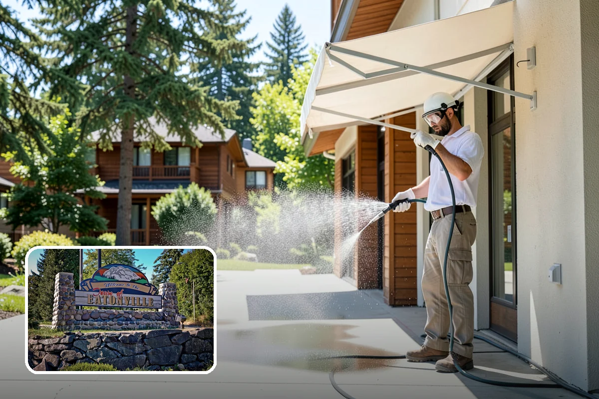 Concrete Surface Cleaning in Eatonville, Pierce County, WA - Removes green film, dirt, and organic staining