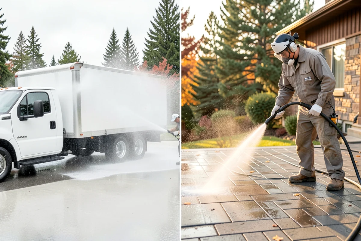 Concrete Surface Cleaning in Gig Harbor, Pierce County, WA - Clear debris and pre-treat organic growth