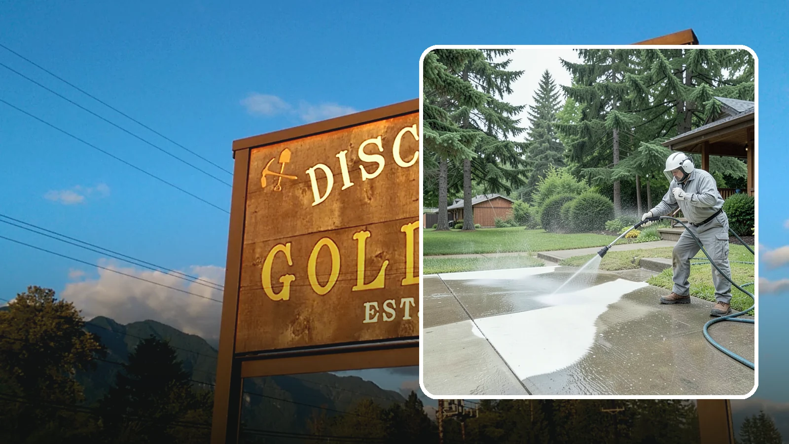 Concrete Surface Cleaning in Gold Bar, Snohomish County, WA - General concrete surface cleaning that clears dirt, moss film, and organic staining from flatwork and walls.