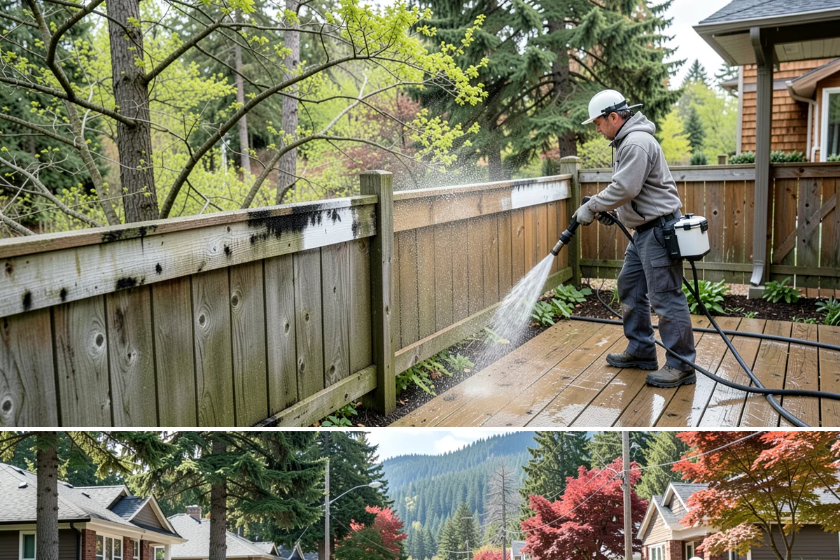 Concrete Surface Cleaning in Hunts Point, King County, WA - Clean concrete surfaces in spring or summer once the weather dries out, clearing the film that builds through the wet season.