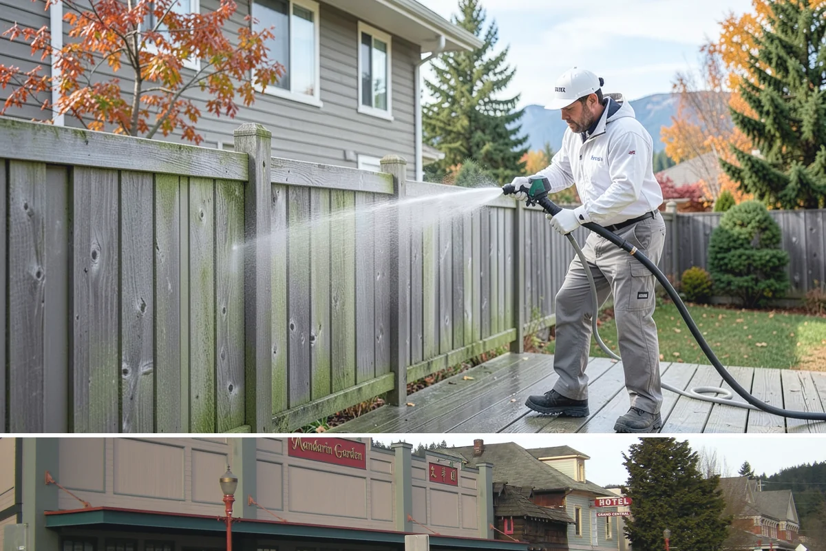 Concrete Surface Cleaning in Issaquah, King County, WA - Clean concrete surfaces in spring or summer once the weather dries out, clearing the film that builds through the wet season.