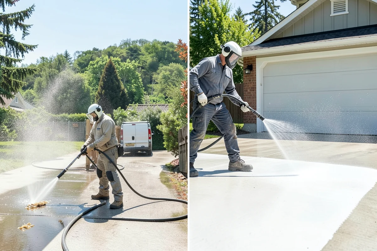 Concrete Surface Cleaning in Kenmore, King County, WA - Clear debris and pre-treat organic growth