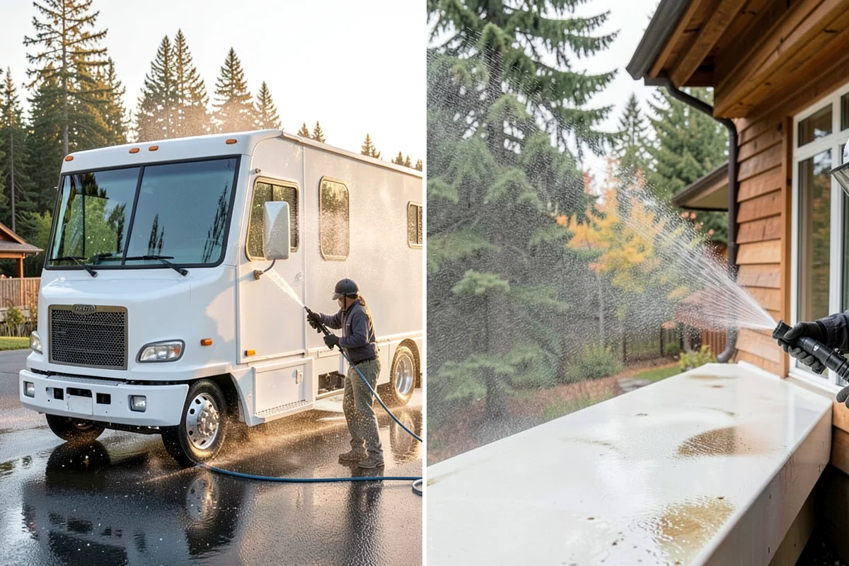 Concrete Surface Cleaning in Lake Forest Park, King County, WA - Clear debris and pre-treat organic growth