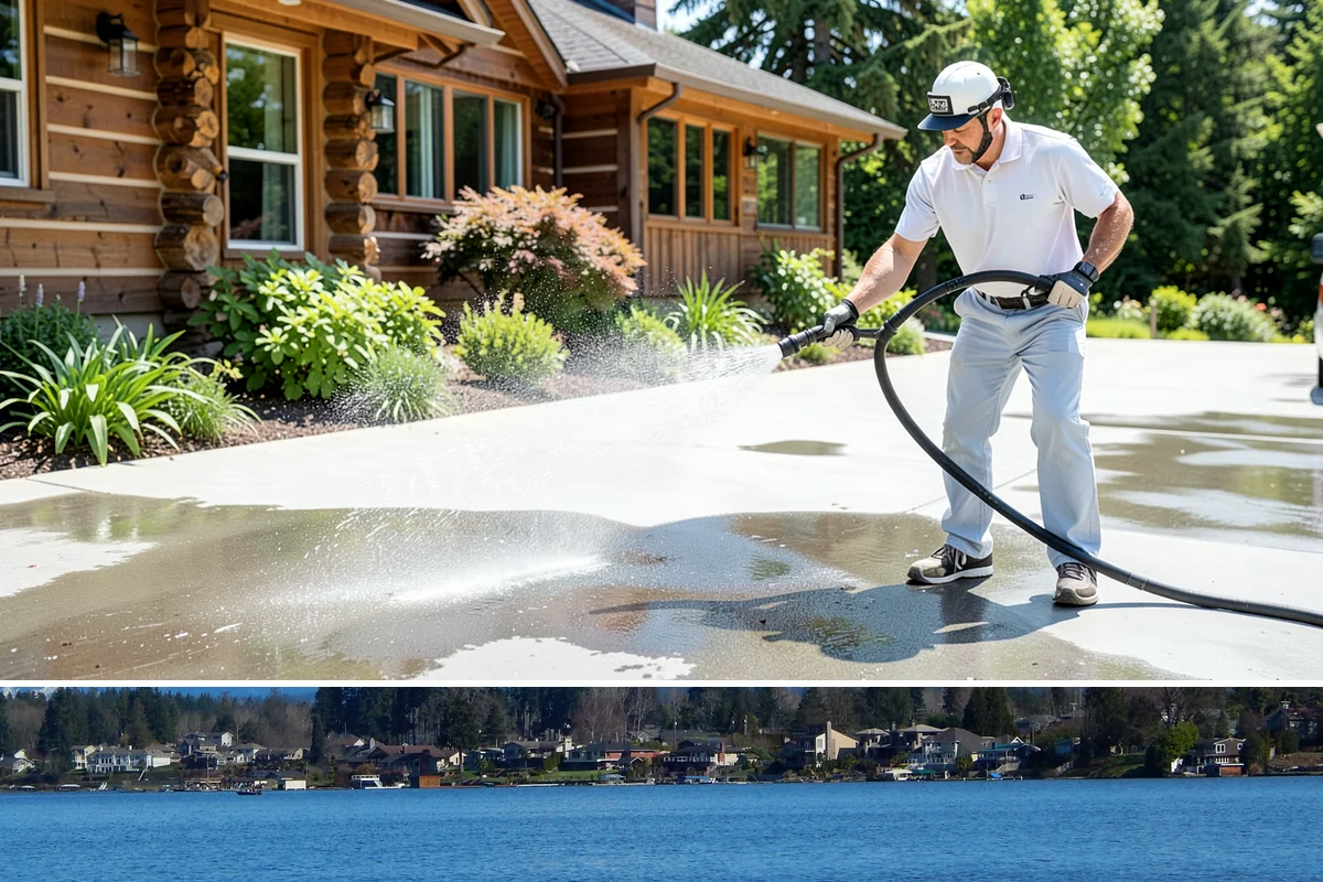 Concrete Surface Cleaning in Lake Stevens, Snohomish County, WA - Clean concrete surfaces in spring or summer once the weather dries out, clearing the film that builds through the wet season.