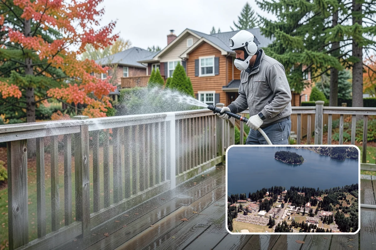 Concrete Surface Cleaning in Lakewood, Pierce County, WA - Removes green film, dirt, and organic staining