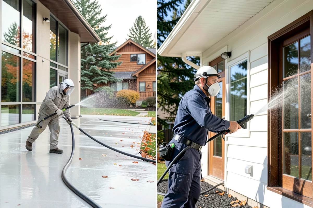 Concrete Surface Cleaning in Lakewood, Pierce County, WA - Clear debris and pre-treat organic growth