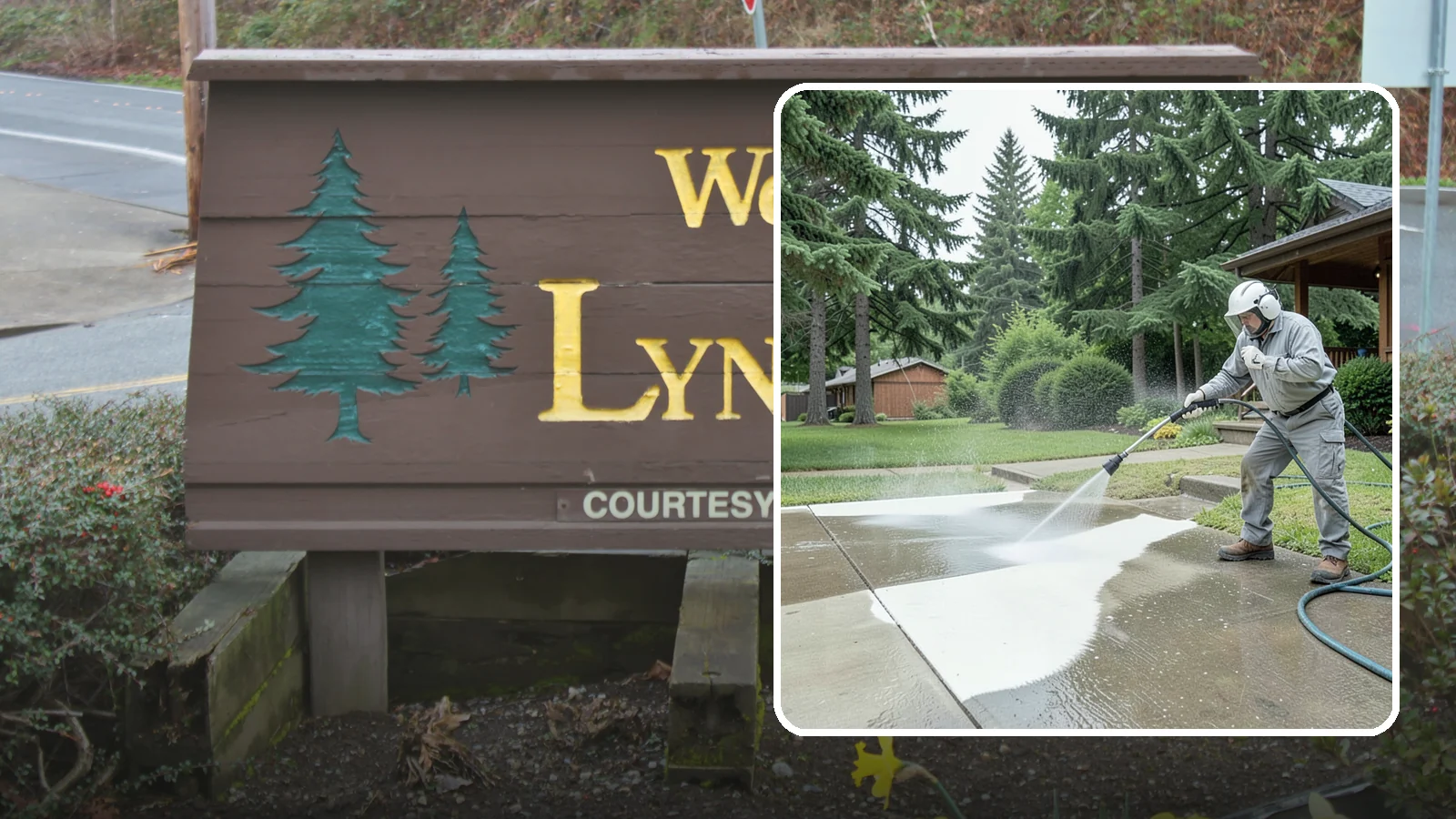 Concrete Surface Cleaning in Lynnwood, Snohomish County, WA - General concrete surface cleaning that clears dirt, moss film, and organic staining from flatwork and walls.