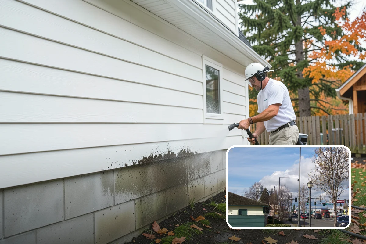 Concrete Surface Cleaning in Marysville, Snohomish County, WA - Removes green film, dirt, and organic staining