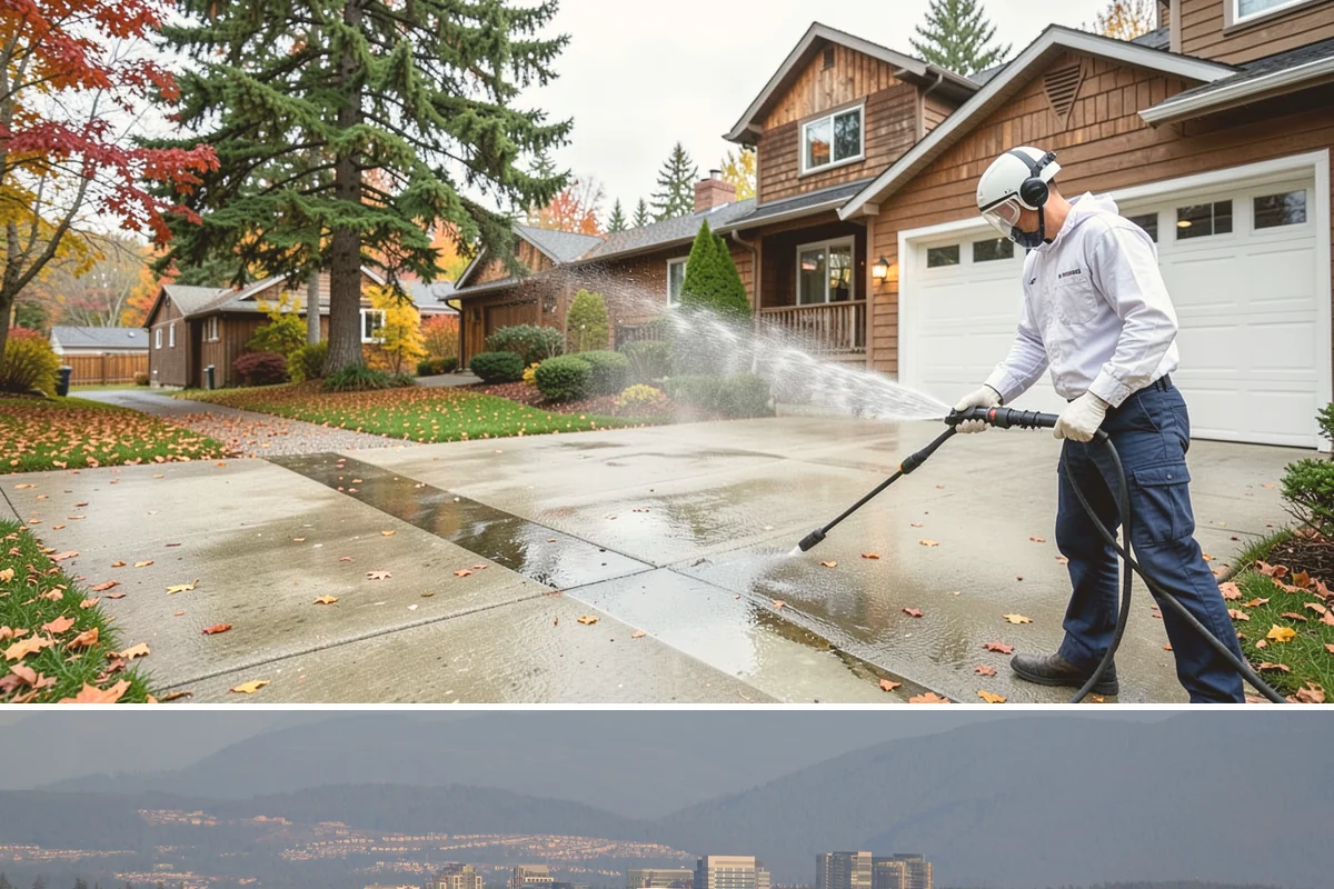Concrete Surface Cleaning in Medina, King County, WA - Clean concrete surfaces in spring or summer once the weather dries out, clearing the film that builds through the wet season.