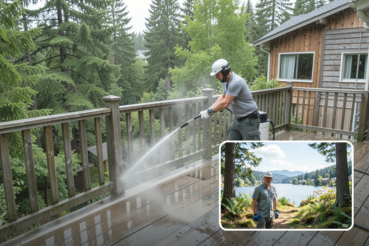 Concrete Surface Cleaning in Milton, King County, WA - Removes green film, dirt, and organic staining