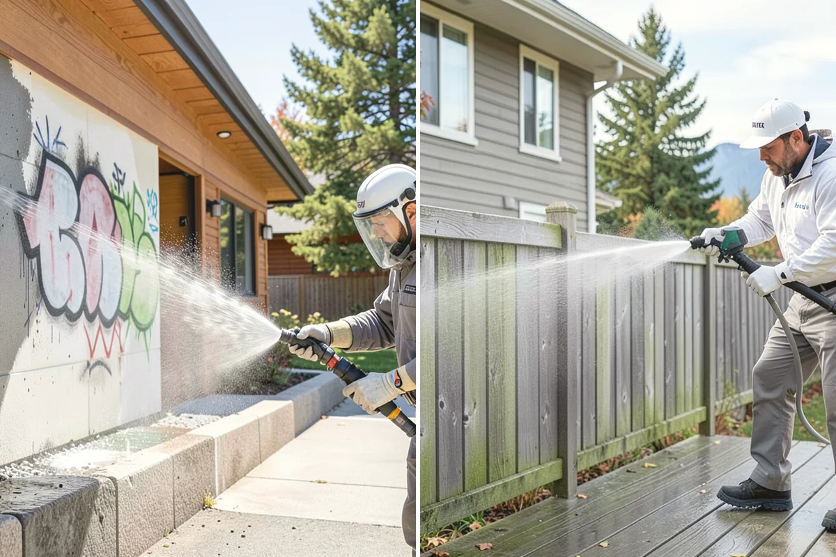 Concrete Surface Cleaning in Monroe, Snohomish County, WA - Clear debris and pre-treat organic growth