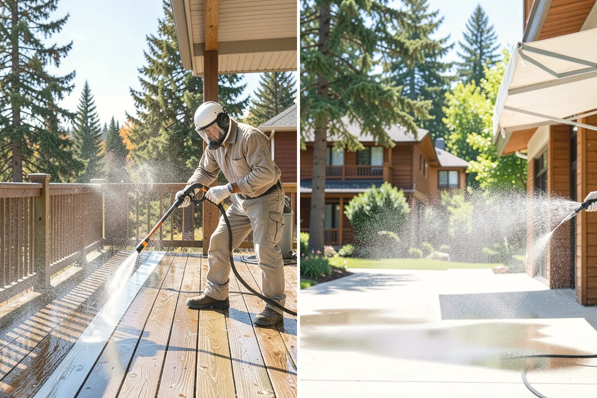 Concrete Surface Cleaning in Mukilteo, Snohomish County, WA - Clear debris and pre-treat organic growth