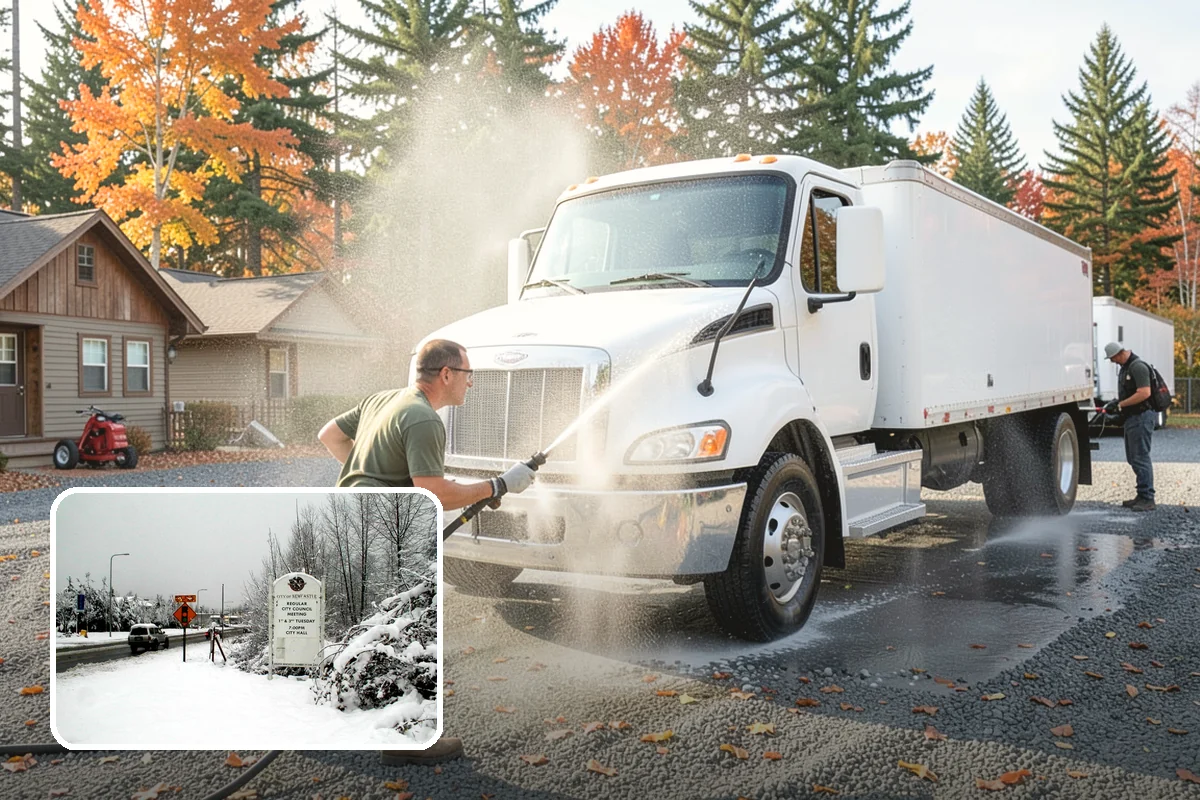 Concrete Surface Cleaning in Newcastle, King County, WA - Removes green film, dirt, and organic staining