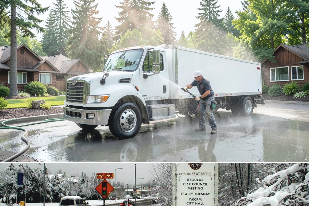 Concrete Surface Cleaning in Newcastle, King County, WA - Clean concrete surfaces in spring or summer once the weather dries out, clearing the film that builds through the wet season.