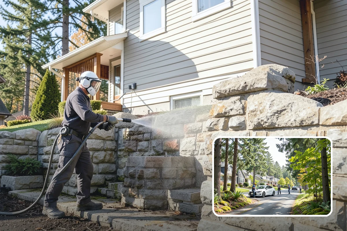 Concrete Surface Cleaning in Normandy Park, King County, WA - Removes green film, dirt, and organic staining