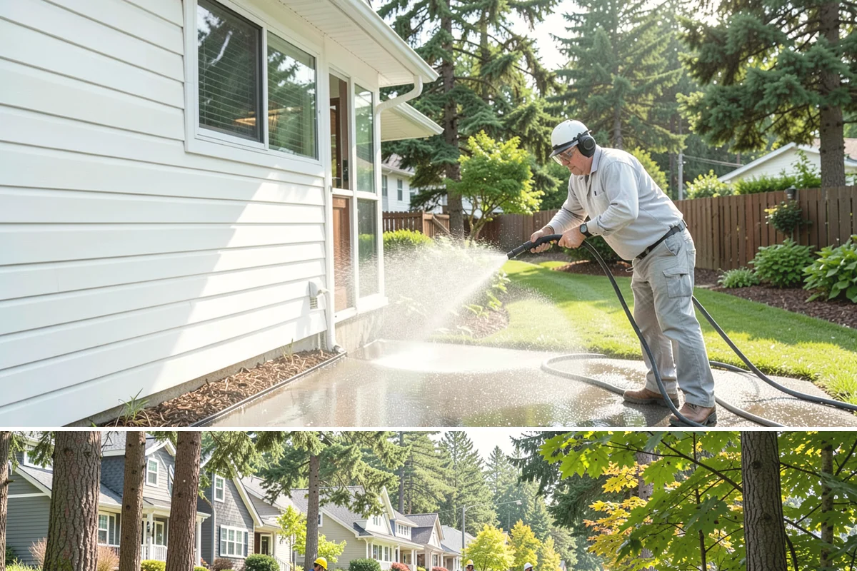 Concrete Surface Cleaning in Normandy Park, King County, WA - Clean concrete surfaces in spring or summer once the weather dries out, clearing the film that builds through the wet season.