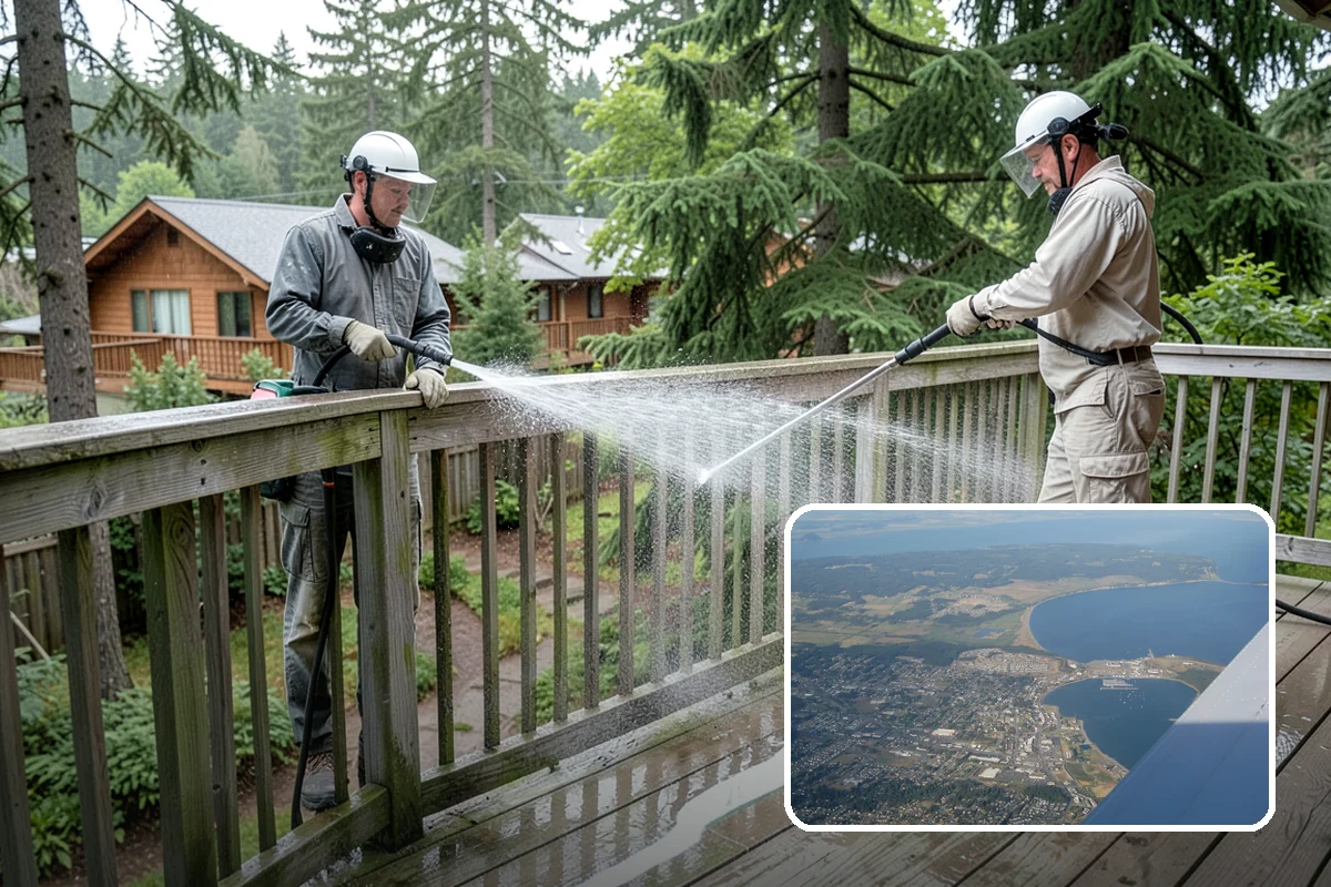 Concrete Surface Cleaning in Oak Harbor, Island County, WA - Removes green film, dirt, and organic staining