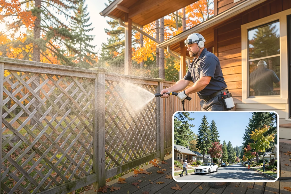 Concrete Surface Cleaning in Orting, Pierce County, WA - Removes green film, dirt, and organic staining